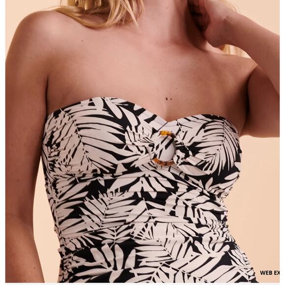 BLEU ROD BEATTIE URBAN OASIS Bandeau Tankini Halter Top Black & White 6 NWT - Picture 3 of 4